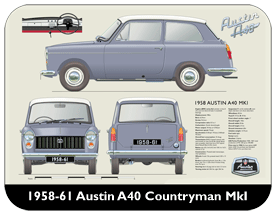 Austin A40 Mk1 1958-61 Place Mat, Small